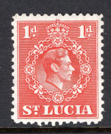 St Lucia 1938-48 KGVI Definitives - 1d Scarlet - P.12½ - HM (SG 129b) - Ste Lucie (...-1978)