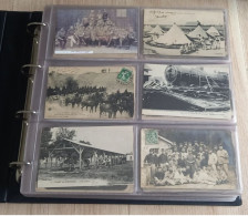 Album De Cartes Postales Sur Le Thème Militaire, Guerre : 1 Album, 44 Feuillets Et + De 450 Cartes - Collezioni E Lotti