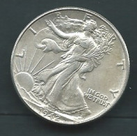 MONNAIE  USA - Pièce 1/2 Dollar Liberty Walking Argent 1942 - PIEB 25609 - 1916-1947: Liberty Walking (Liberté Marchant)
