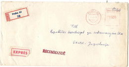 Czechoslovakia - R-letter EXPRES 1973,Franking Machines (EMA) Praha - Storia Postale