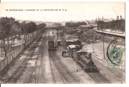ESPAGNE SPAIN 26 - BARCELONA - Andenes De La Estacion De M.Z. A.POSTED 1913 1776 D1 - Stations - Met Treinen
