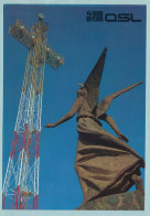 Radio Vaticana QSL  Transmitting Center At S. Maria Di Galeria : The Statue Of The Archange Gabriel & Cross-shaped Pylon - Vatikanstadt