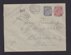 1907 - 10 C. Ganzsache Mit 40 C. Zufrankiert Als Einschreiben Ab Monte-Carlo Nach Bodenbach - Briefe U. Dokumente