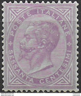 1863-65 Italia VE II 60c. Lilla Scuro Bc Torino MNH Sassone N. T21a - Sonstige & Ohne Zuordnung