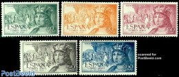 Spain 1952 Stamp Day, King Ferdinand 5v, Mint NH, History - Explorers - Kings & Queens (Royalty) - Stamp Day - Neufs