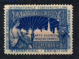 VIÑETA EXPOSICIÓN INTERNACIONAL DE BRUSELAS DE 1897 , EXPOSITION INTERNATIONAL , ARTS , SCIENCES , INDUSTRIE , COMMERCE - Erinnophilie - Reklamemarken [E]