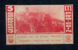 PRO COÍN , IGLESIA DE LA SANTÍSIMA TRINIDAD , NUEVO CON CHARNELA , SELLO PROCEDENTE DE LA HOJA BLOQUE - Vignettes De La Guerre Civile