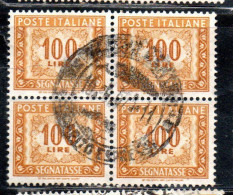 ITALIA REPUBBLICA ITALY REPUBLIC 1955 1957 SEGNATASSE POSTAGE DUE TAXE TASSE 100 LIRE STELLE STARS USATO USED OBLITERE' - Postage Due