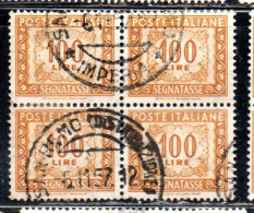 ITALIA REPUBBLICA ITALY REPUBLIC 1955 1957 SEGNATASSE POSTAGE DUE TAXE TASSE 100 LIRE STELLE STARS USATO USED OBLITERE' - Postage Due