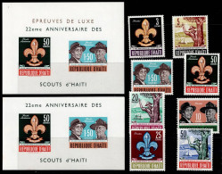 HAI-02- HAITI - 1962 - MNH - SCOUTS- SC#:491-495,C193-C195a + DE LUXE SHEET- 22TH ANNIVERSARY OF THE SCOUTS OF HAITI - Haiti