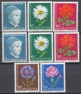 SCHWEIZ  786-788 X, 786-790 Y,  Postfrisch **, Pro Juventute 1963, Wiesen- Und Gartenblumen - Neufs