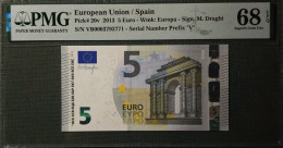 5 EURO SPAIN 2013 DRAGHI V007H5 VB000 PMG 68 LOW SERIAL SC FDS UNC. PERFECT - 5 Euro