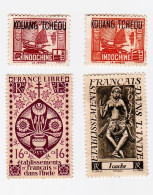 Lot 4 Timbres Neufs Sans Gomme - Kouang Tchéou (la Jonque) Année 1937 - Etablissement Français Dans L'inde - Autres & Non Classés