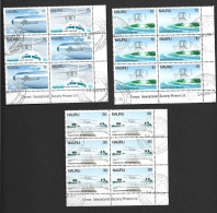 Nauru 1979 Flight Anniversary Set Of 4 In Imprint Corner Blocks Of 6 VFU - Nauru