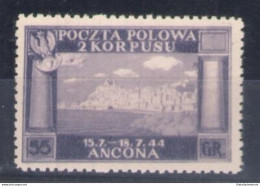 1946 CORPO POLACCO, N 6AI, 25 G. Violetto, Colore Diverso - Senza Gomma - 1946-47 Période Corpo Polacco