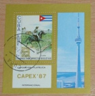 CUBA 1987, Capex ' 87, Horses, Mail Delivery, Mi #B99, Souvenir Sheet, Used - Expositions Philatéliques