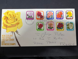 27-5-2024 (6 Z 19) New Zealand ROSE Flowers FDC Posted To France (Paris) In 1975 - Lettres & Documents