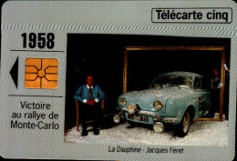 TELECARTE CINQ...1958...VICTOIRE AU RALLYE DE MONTE CARLO...LA DAUPHINE...J.FERET  .RENAULT SPORT..PETIT TIRAGE - 5 Units