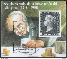 Chile 893,893a, MNH. Michel 1362,Bl.16. Penny Black-150, 1990. Sir Rowland Hill. - Chili