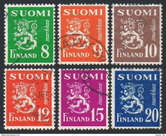 Finland 291-296, Used. Michel 378-383. Arms Of Republic, 1950. - Used Stamps