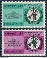 Ethiopia 508-509, MNH. Michel 592-593. WHO, 20th Ann. 1968. - Etiopia