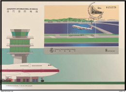 Macao 803 Sheet, FDC. Mi 831 Bl.32. Macao International Airport 1995. Airplane. - FDC