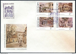 Macao 588-591, FDC-yellow. Michel 616-619. Watercolors By George Smirnoff, 1989. - FDC