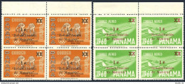 Panama RA 40-RA41 Blocks/4,MNH.MiZw 40-41. Tax Stamps 1961.Bicycling.Boeing 707. - Panama