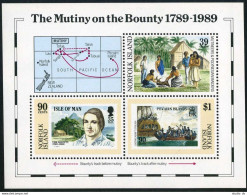 Norfolk 456 Sheet, MNH. Mi Bl.12. Mutiny On The Bounty, 200, 1989.Capt.Bligh.Map - Norfolk Island