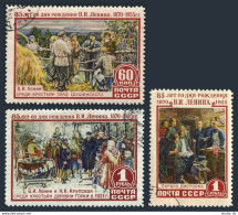 Russia 1753-1755, CTO. Mi 1756-1758. Vladimir Lenin, 85th Birth Ann. Paintings. - Used Stamps