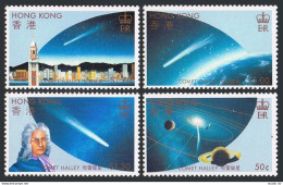 Hong Kong 461-464, 464a Sheet, MNH. Michel 478-481, Bl.6. Halley's Comet, 1986. - Unused Stamps