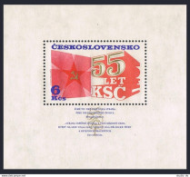 Czechoslovakia 2070. Michel 2323 Bl.32. Communist Party, 55th Ann. 1976. - Unused Stamps