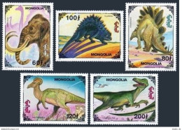 Mongolia 2182-2186,2187 Sheet,MNH.Michel 2545-2549,Bl.244. Pre-historic Animals. - Mongolia