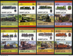 St Lucia 711-718 Ab Pairs,MNH.Michel 712-727. Locomotives 1985,set 3. - St.Lucia (1979-...)