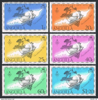 Anguilla 199-204, 204a Sheet, MNH. Michel 198-203, Bl.6. UPU-100, 1974. Map. - Anguilla (1968-...)