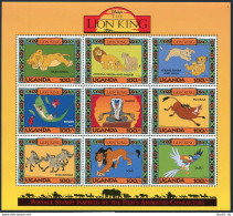 Uganda 1266 Ai Sheet,MNH-.Michel 1392-1400 Klb. Walt Disney:The Lion Kings,1994. - Ouganda (1962-...)