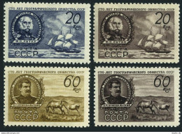 Russia 1094-1097,MNH.Mi 1088-1091. Geographical Society,1947.Litke,Przewalalski. - Unused Stamps
