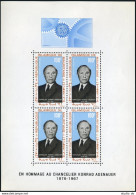 Mauritania C71a, MNH. Mi 333 Bl.4. Konrad Adenauer, Chancellor Of Germany, 1968. - Mauritanie (1960-...)