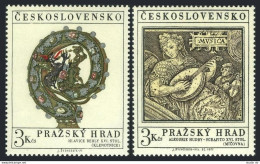 Czechoslovakia 1752-1753, MNH. Mi 2002-2003. Prague Castle 1971. Crosier,Mural. - Unused Stamps
