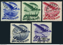 Russia C40-C44 Wmk.170, CTO. Mi 462X-466X. Soviet Civil Aviation, 10th Ann. 1934 - Used Stamps