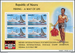 Nauru 230a Sheet,MNH.Michel 227C Bl.4. Fishing,1981.Casting Net By Hand,Canoe, - Nauru