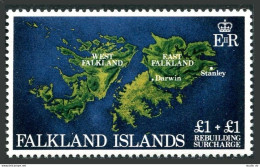Falkland B1, MNH. Michel 354. Rebuilding After Conflict, 1982. Map. - Falkland Islands