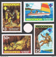 Antigua-Redonda 1982y Scouting, 75th Ann. Set Of 4, MNH. Sailing, Climbing, - Antigua En Barbuda (1981-...)