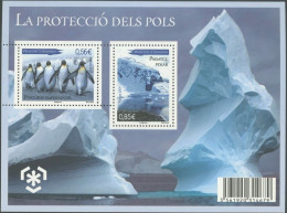 ARCTIC-ANTARCTIC, ANDORRA FRENCH ADM. 2009 PRESERVATION OF POLAR REGIONS S/S OF 2** - Preservare Le Regioni Polari E Ghiacciai