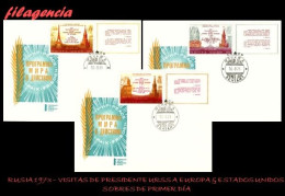 RUSIA SPD-FDC. 1973-33 VIAJES DEL SECRETARIO GENERAL DEL PCUS L. BREZHNEV ALEMANIA OCCIDENTAL, ESTADOS UNIDOS & FRANCIA - FDC