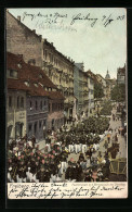 AK Freiberg, Poststrasse Mit Der Bergparade Am Streittag  - Freiberg (Sachsen)