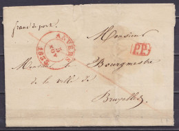 L. Càd ANVERS /5 NOV 1835 En Franchise Pour BRUXELLES - [P.P.] Man. "franc De Port" (au Dos: Càd Arrivée BRUXELLES - 1830-1849 (Onafhankelijk België)