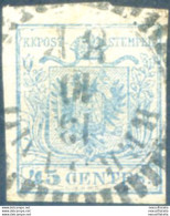 Lombardo Veneto. Stemma, Carta A Mano 45 C. Azzurro Ardesia II Tipo 1850. Usato. - Non Classés
