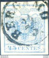 Lombardo Veneto. Stemma, Carta A Mano 45 C. III Tipo 1850. Usato. - Ohne Zuordnung