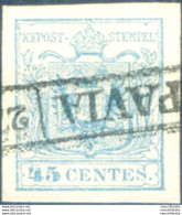 Lombardo Veneto. Stemma, Carta A Mano 45 C. Azzurro Ardesia II Tipo 1850. Usato. - Non Classés